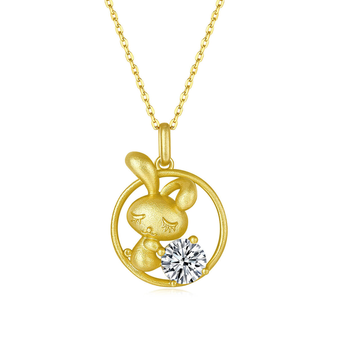 Rabbit of the Chinese Zodiac Moissanite pendant necklace