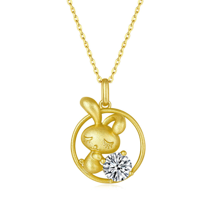 Rabbit of the Chinese Zodiac Moissanite pendant necklace