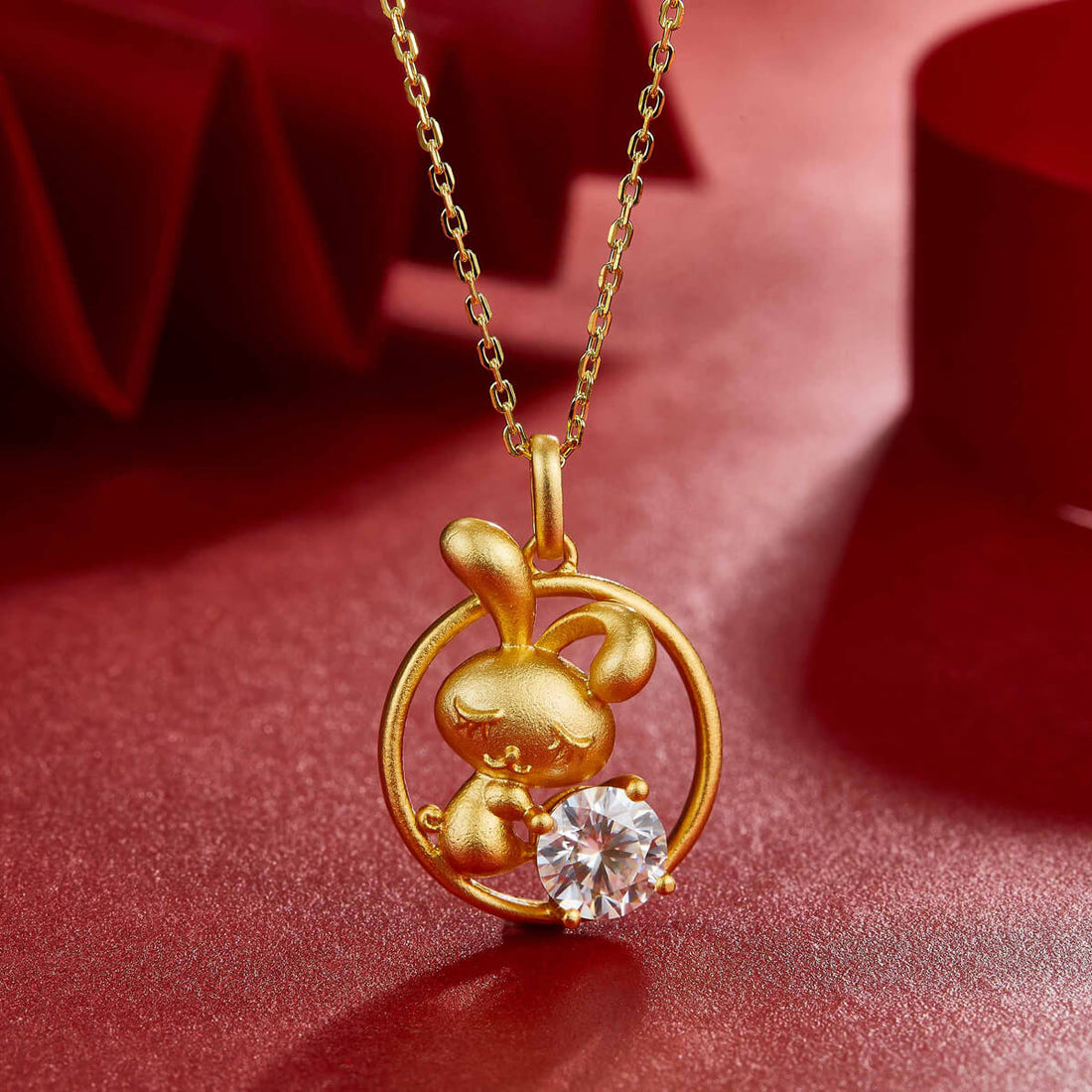 Rabbit of the Chinese Zodiac Moissanite pendant necklace