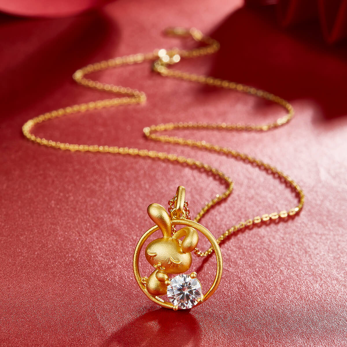 Rabbit of the Chinese Zodiac Moissanite pendant necklace