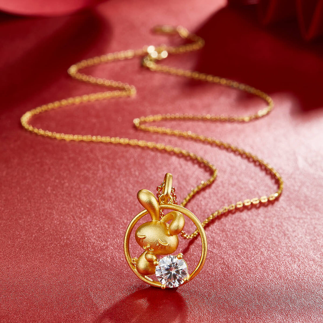 Rabbit of the Chinese Zodiac Moissanite pendant necklace