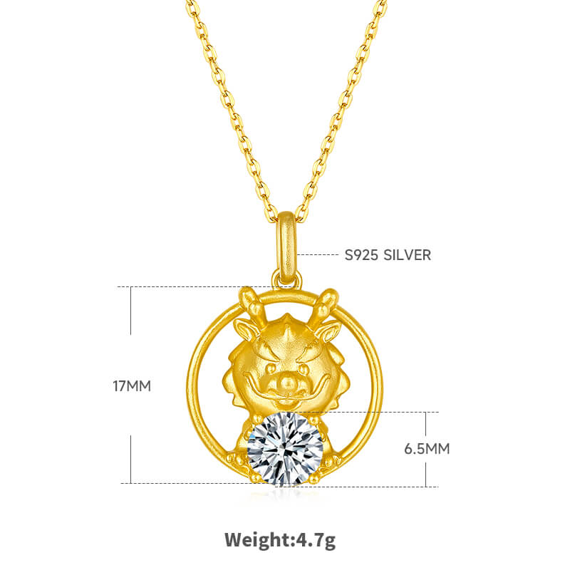 Dragon of the Chinese Zodiac Moissanite pendant necklace