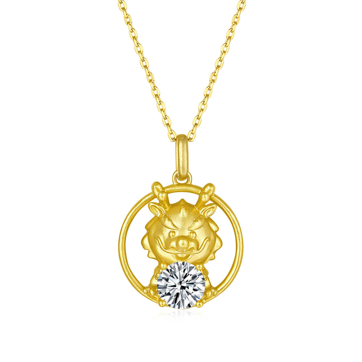 Dragon of the Chinese Zodiac Moissanite pendant necklace