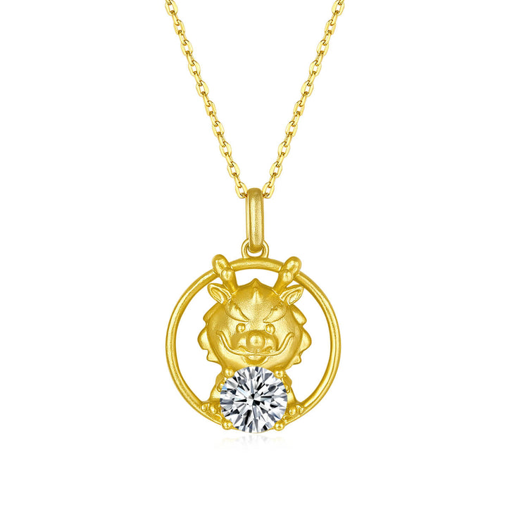 Dragon of the Chinese Zodiac Moissanite pendant necklace