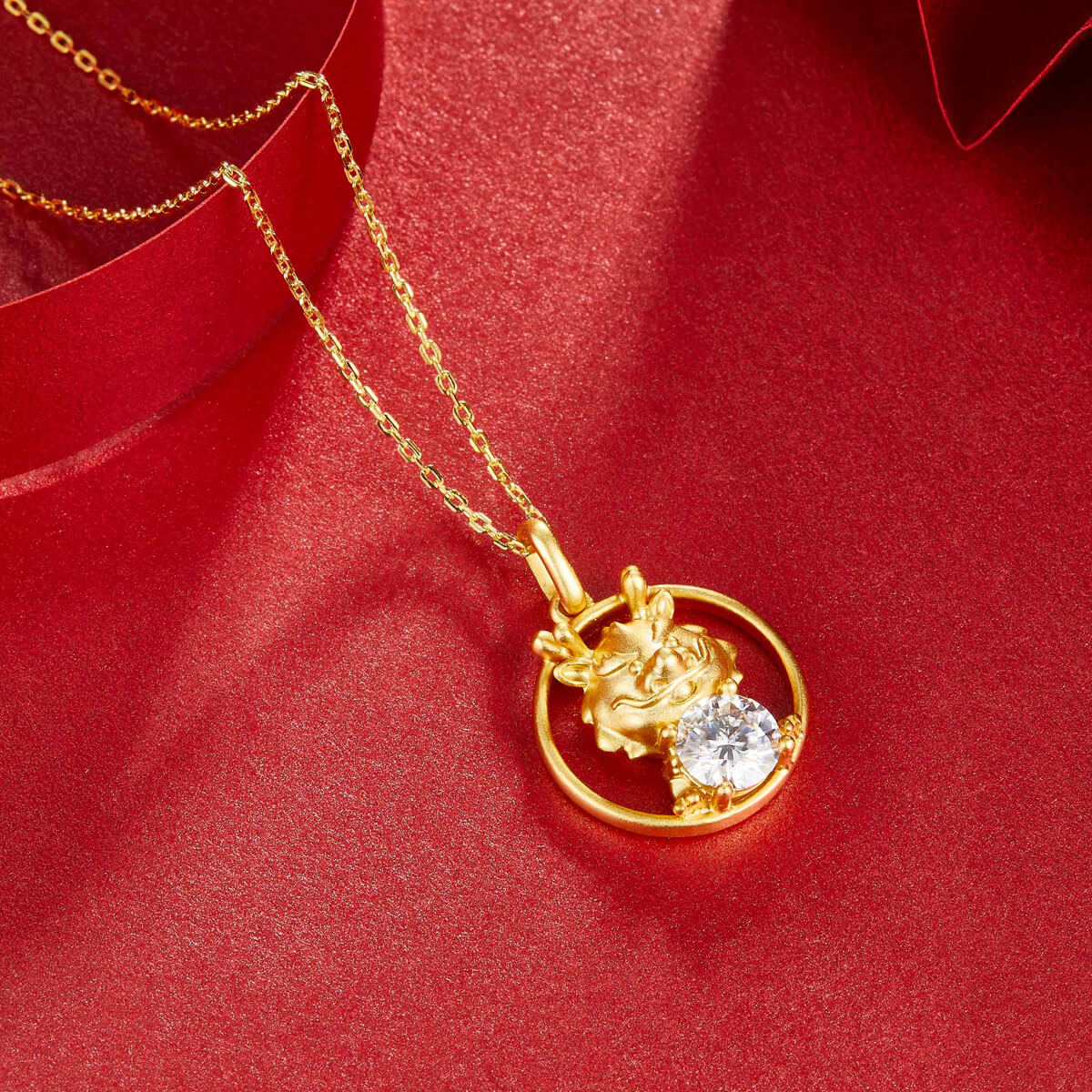 Dragon of the Chinese Zodiac Moissanite pendant necklace