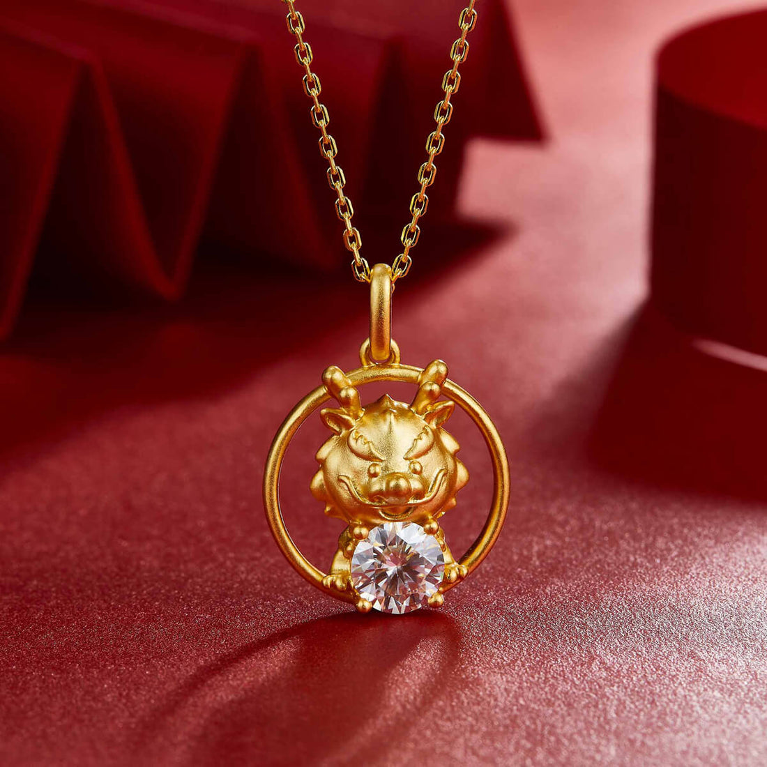 Dragon of the Chinese Zodiac Moissanite pendant necklace