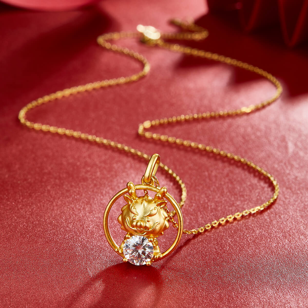 Dragon of the Chinese Zodiac Moissanite pendant necklace