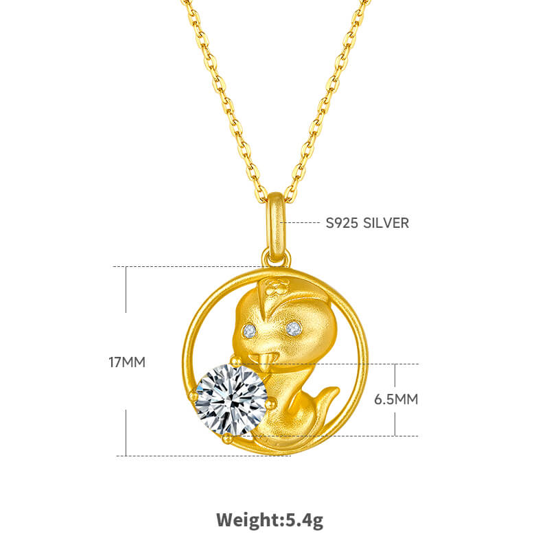 Snake of the Chinese Zodiac Moissanite pendant necklace