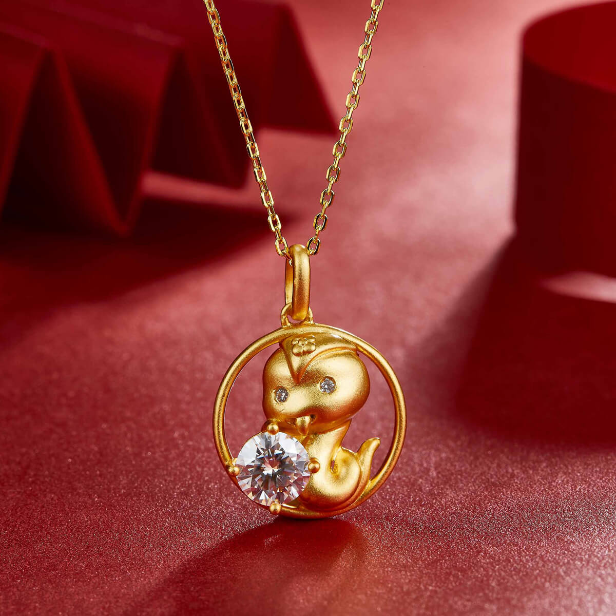 Snake of the Chinese Zodiac Moissanite pendant necklace