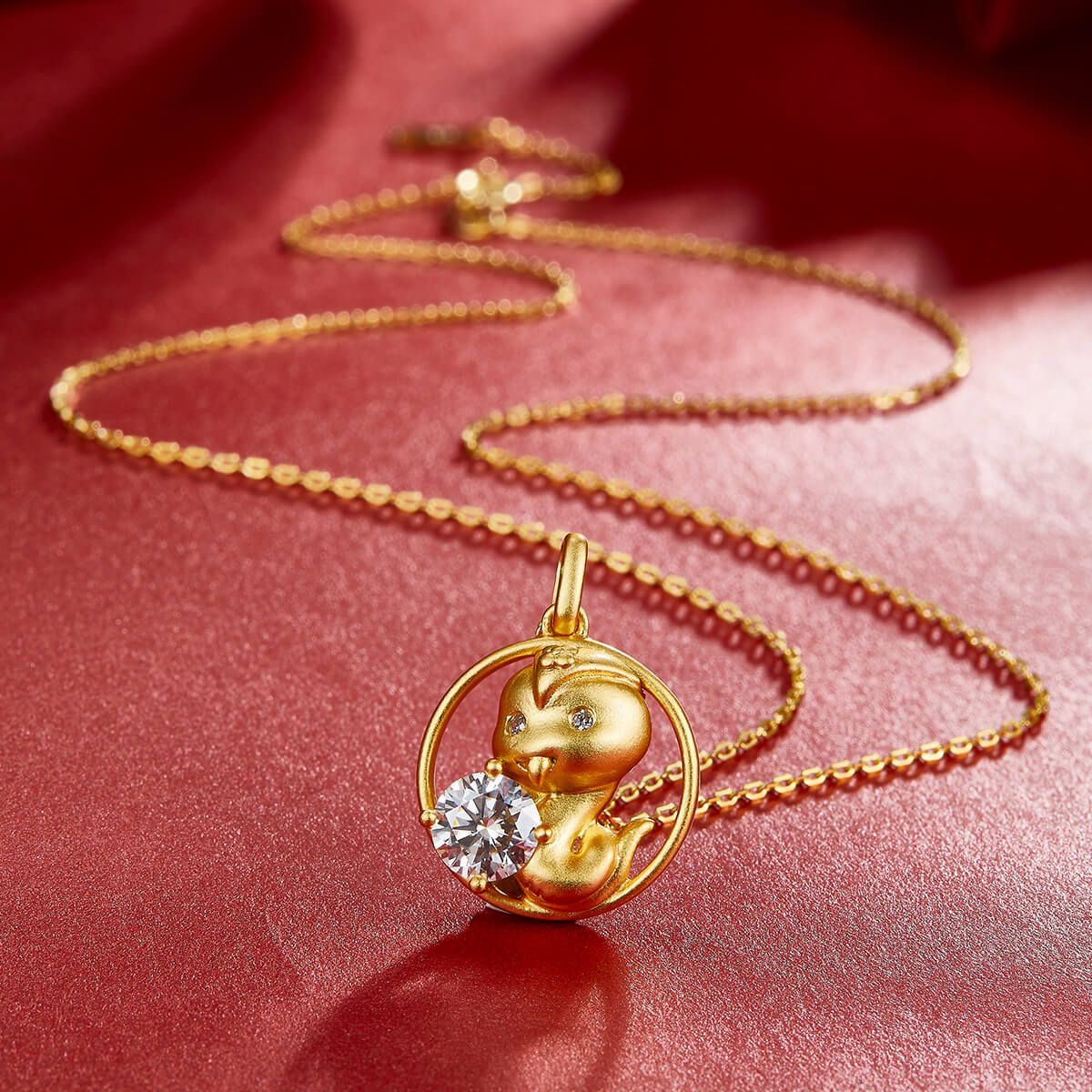 Snake of the Chinese Zodiac Moissanite pendant necklace