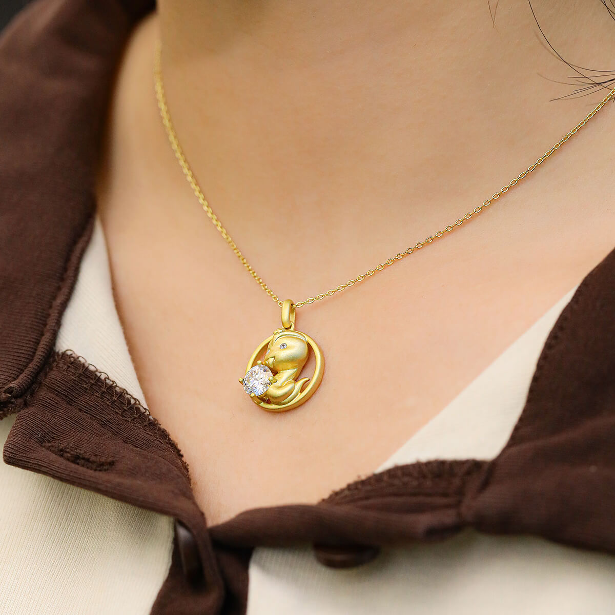 Snake of the Chinese Zodiac Moissanite pendant necklace