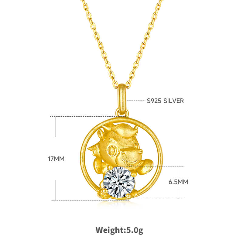 Horse of the Chinese Zodiac Moissanite pendant necklace