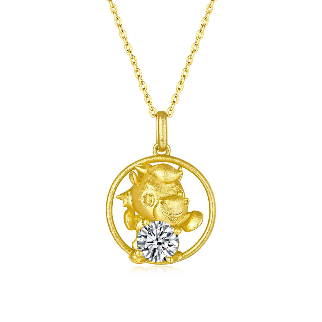 Horse of the Chinese Zodiac Moissanite pendant necklace