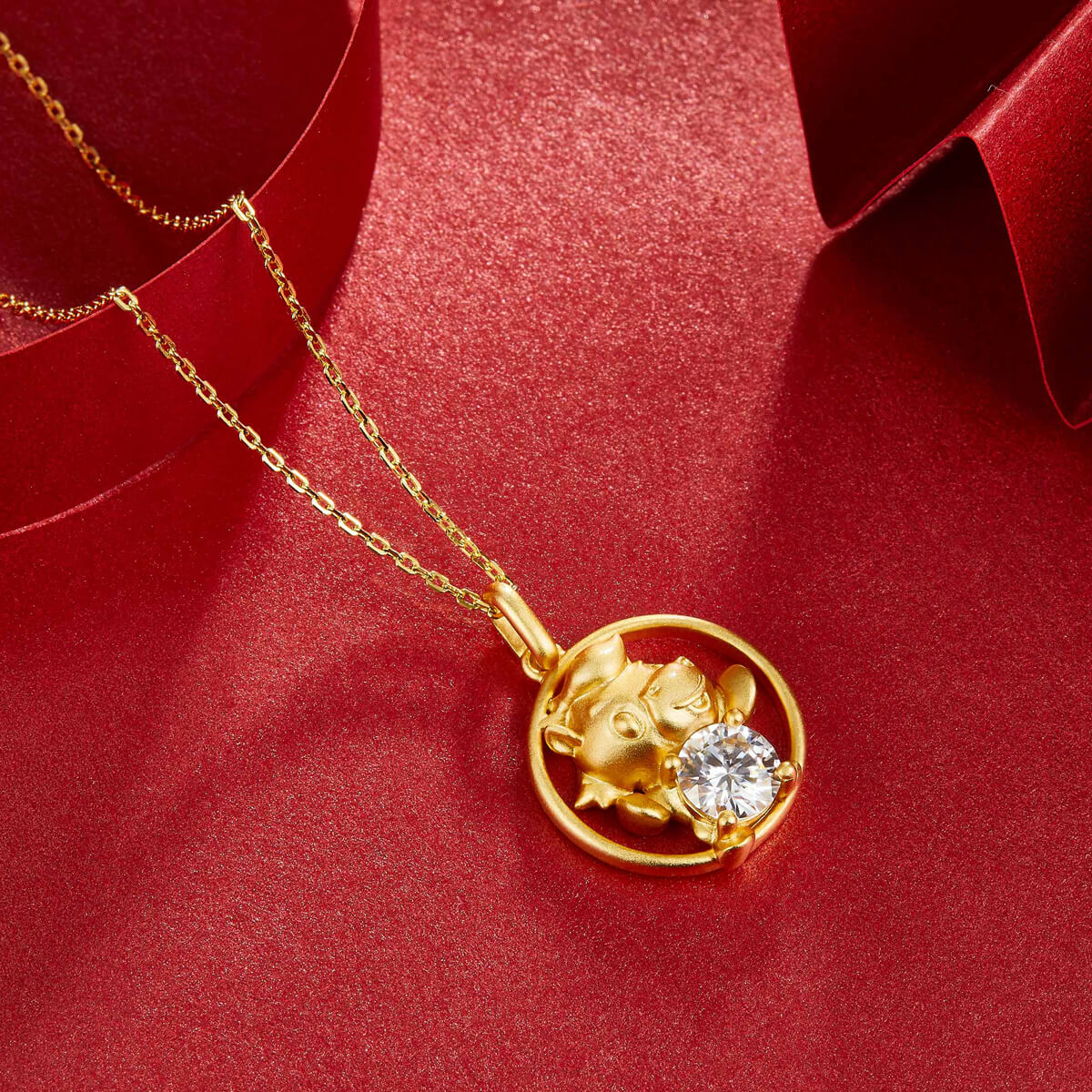 Horse of the Chinese Zodiac Moissanite pendant necklace