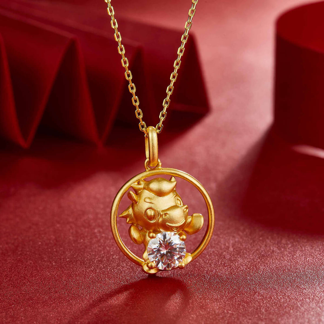 Horse of the Chinese Zodiac Moissanite pendant necklace
