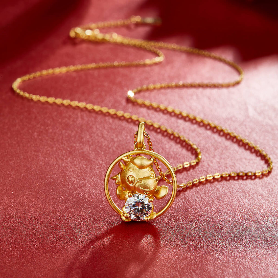 Horse of the Chinese Zodiac Moissanite pendant necklace