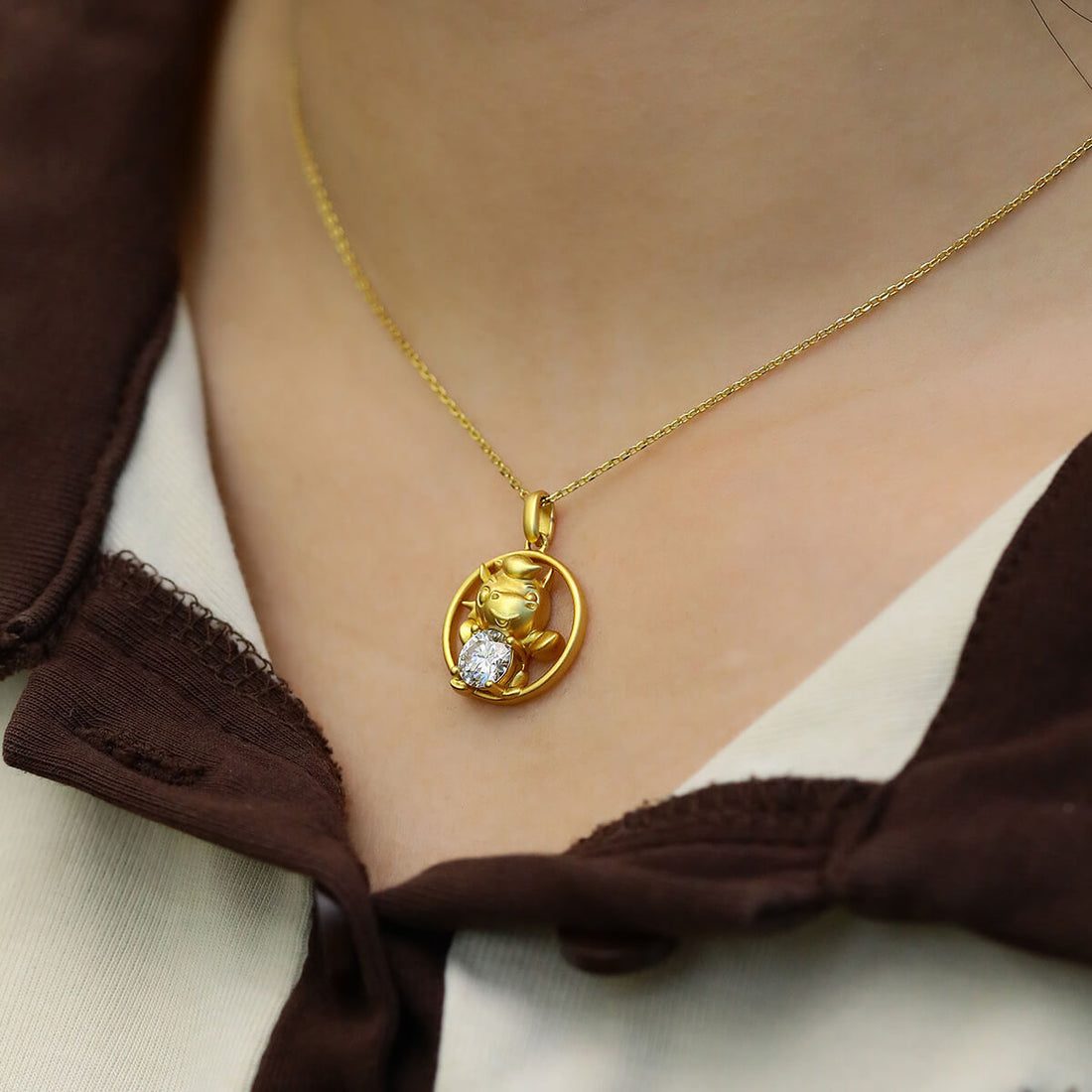 Horse of the Chinese Zodiac Moissanite pendant necklace