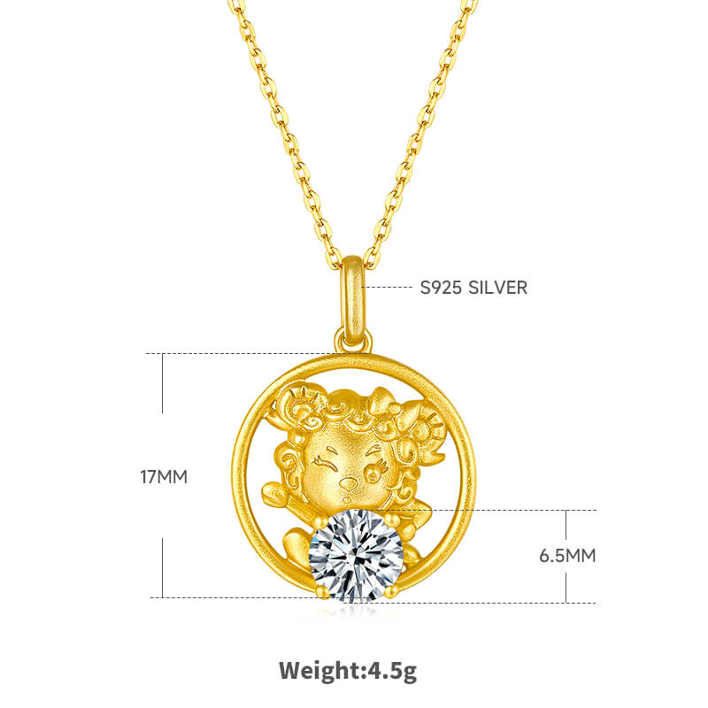 Goat of the Chinese Zodiac Moissanite pendant necklace