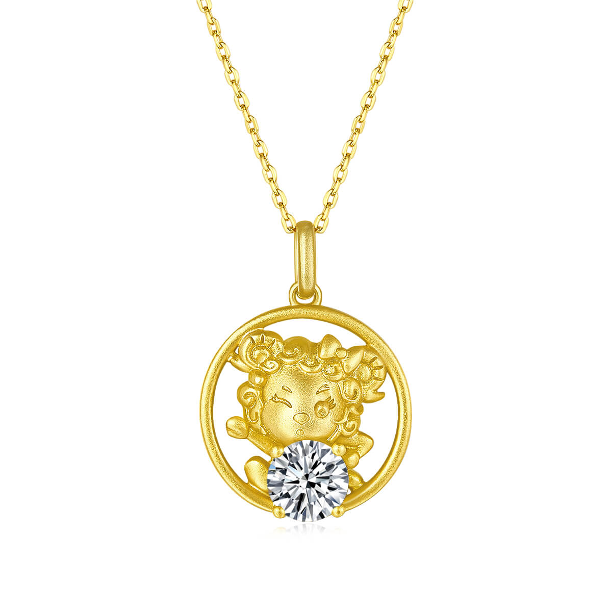 Goat of the Chinese Zodiac Moissanite pendant necklace