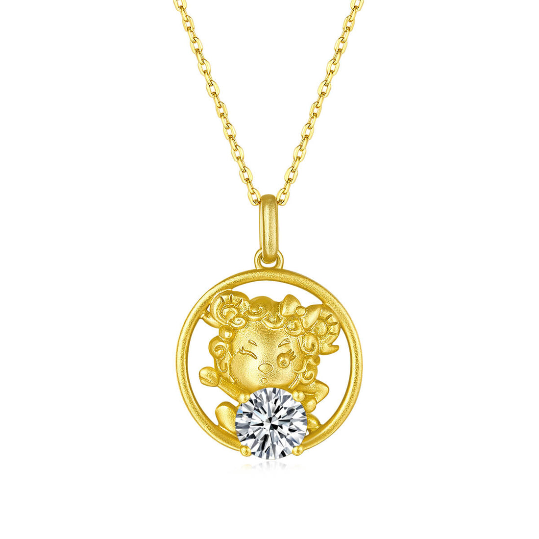 Goat of the Chinese Zodiac Moissanite pendant necklace