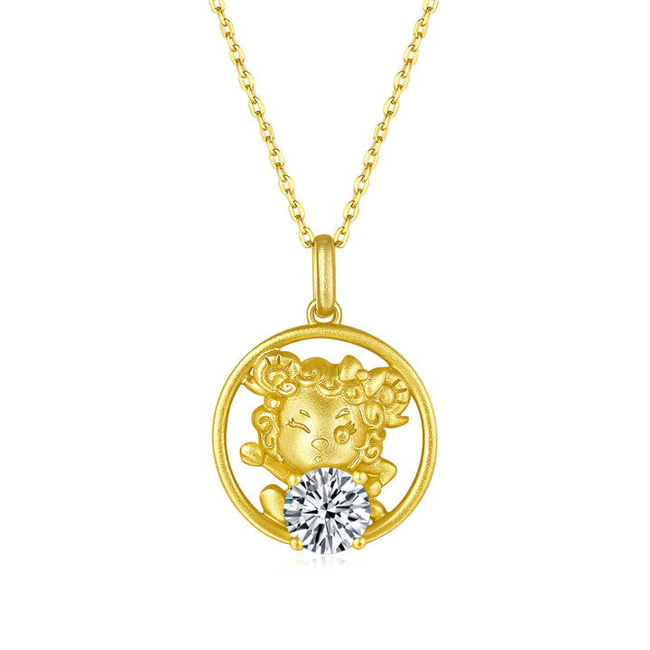 Goat of the Chinese Zodiac Moissanite pendant necklace