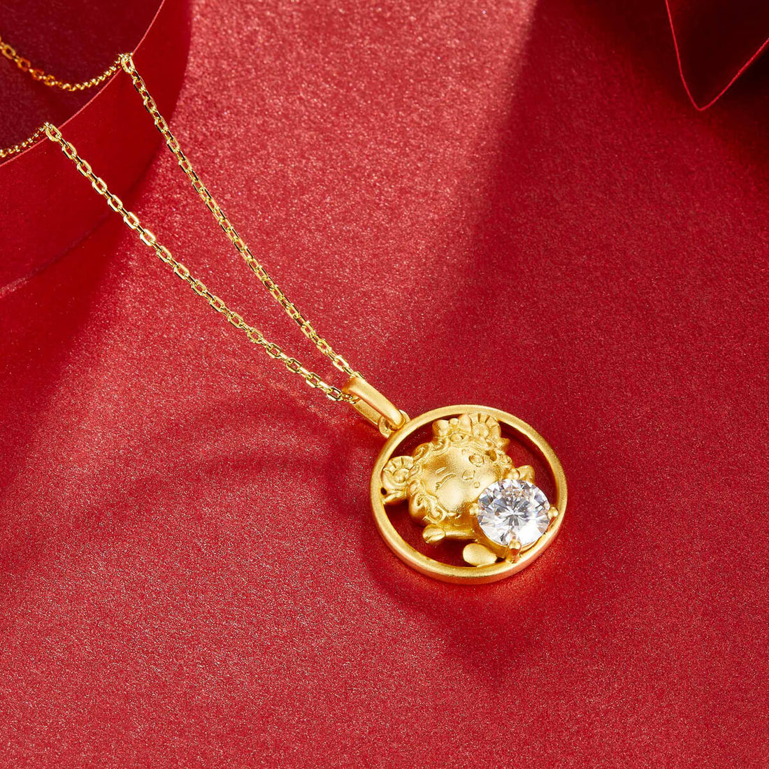 Goat of the Chinese Zodiac Moissanite pendant necklace