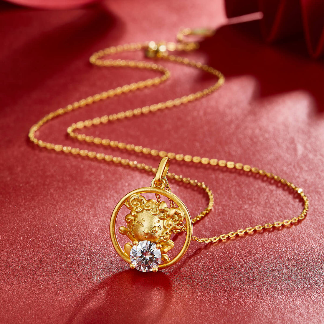 Goat of the Chinese Zodiac Moissanite pendant necklace