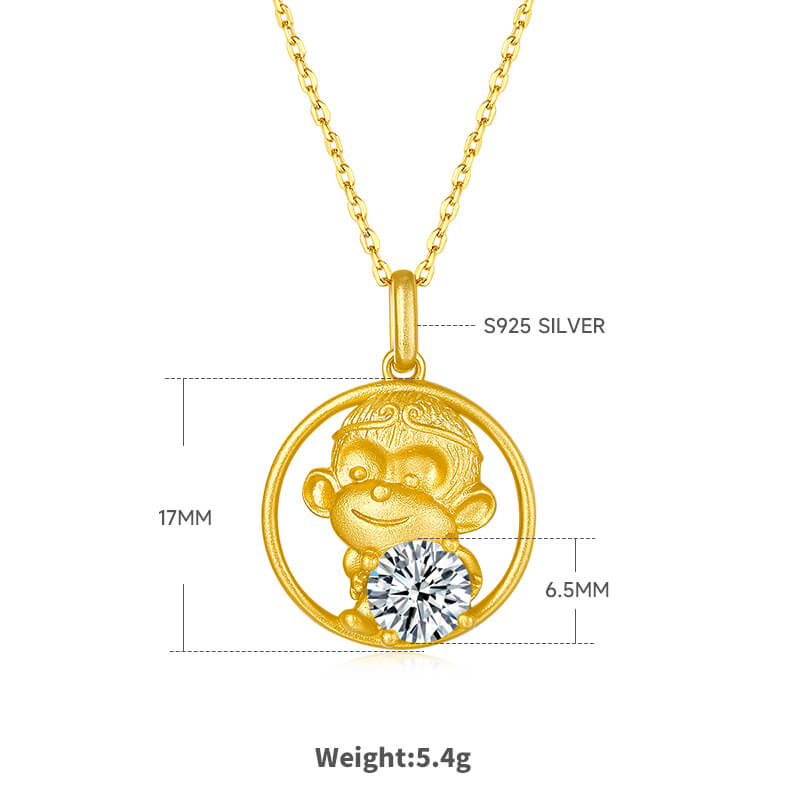 Monkey of the Chinese Zodiac Moissanite pendant necklace