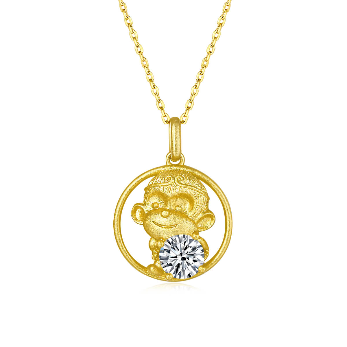 Monkey of the Chinese Zodiac Moissanite pendant necklace