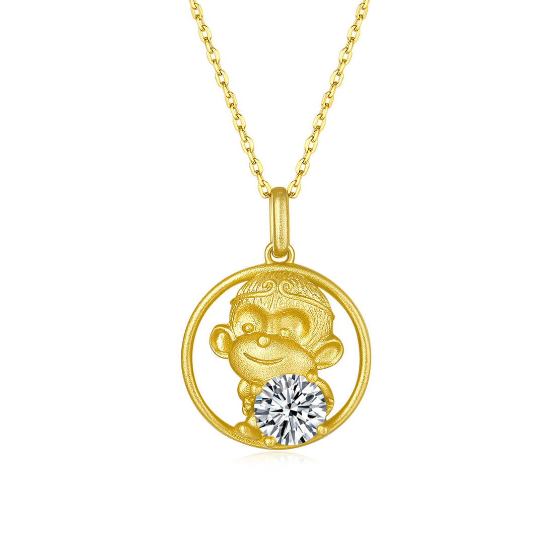Monkey of the Chinese Zodiac Moissanite pendant necklace