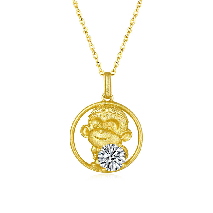 Monkey of the Chinese Zodiac Moissanite pendant necklace