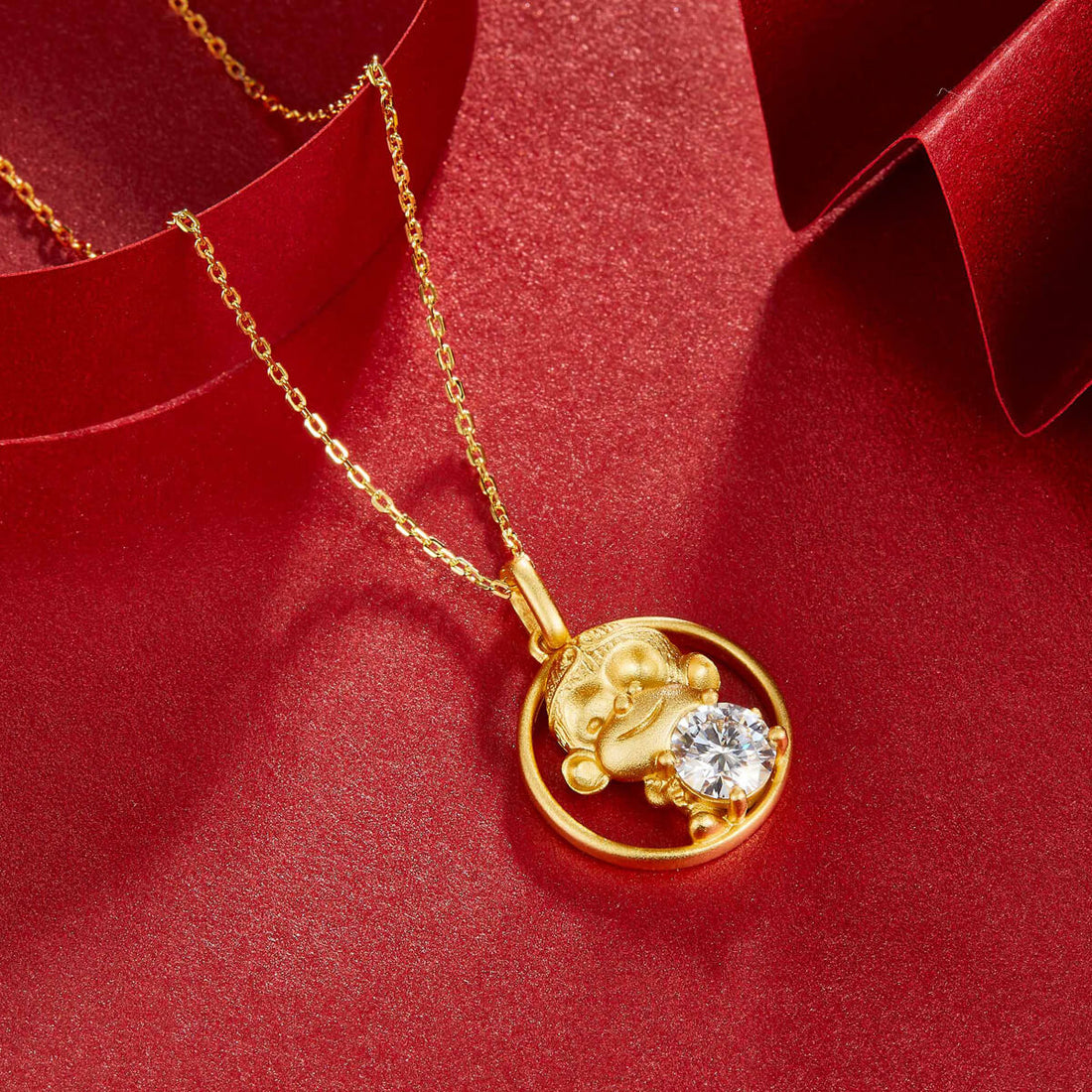 Monkey of the Chinese Zodiac Moissanite pendant necklace