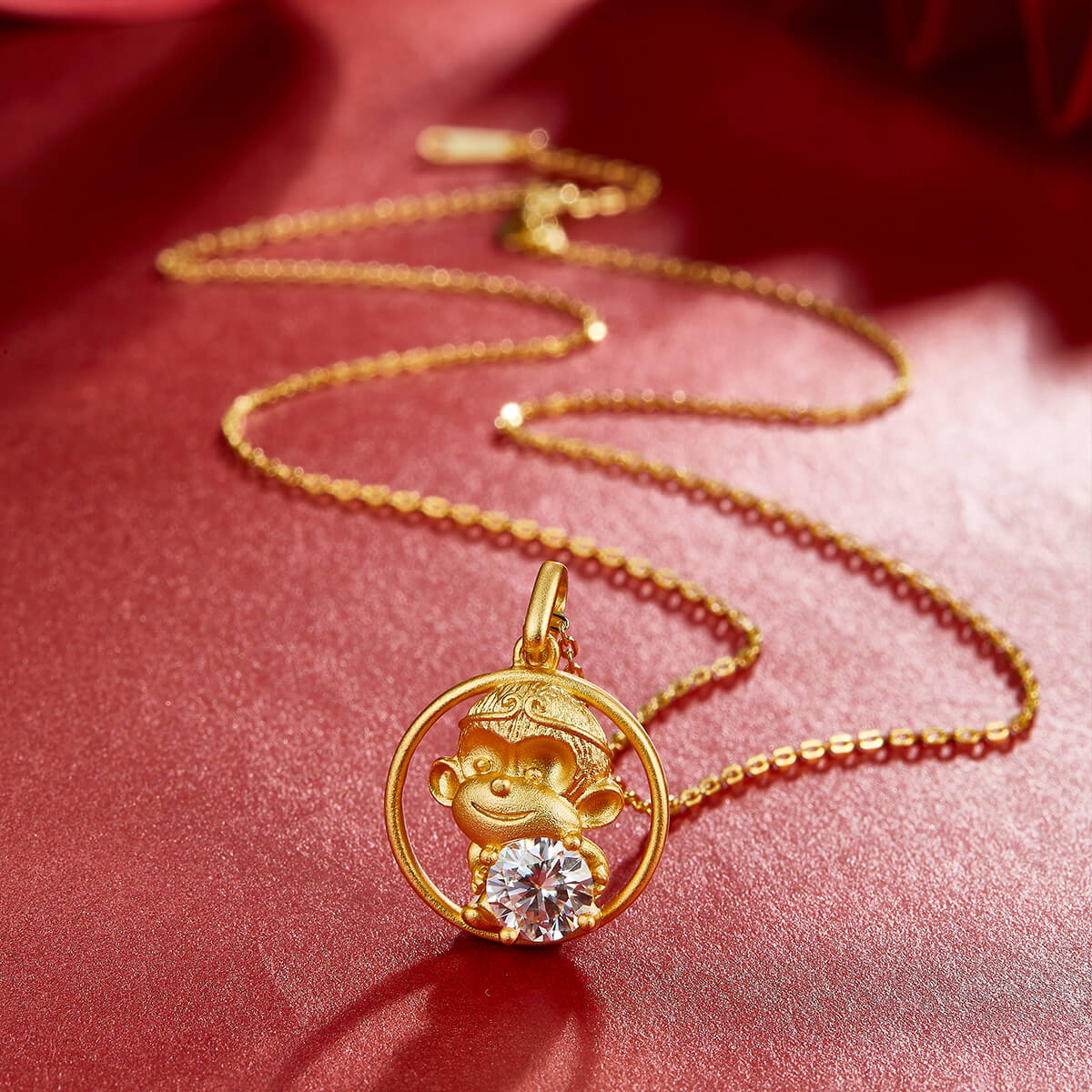 Monkey of the Chinese Zodiac Moissanite pendant necklace