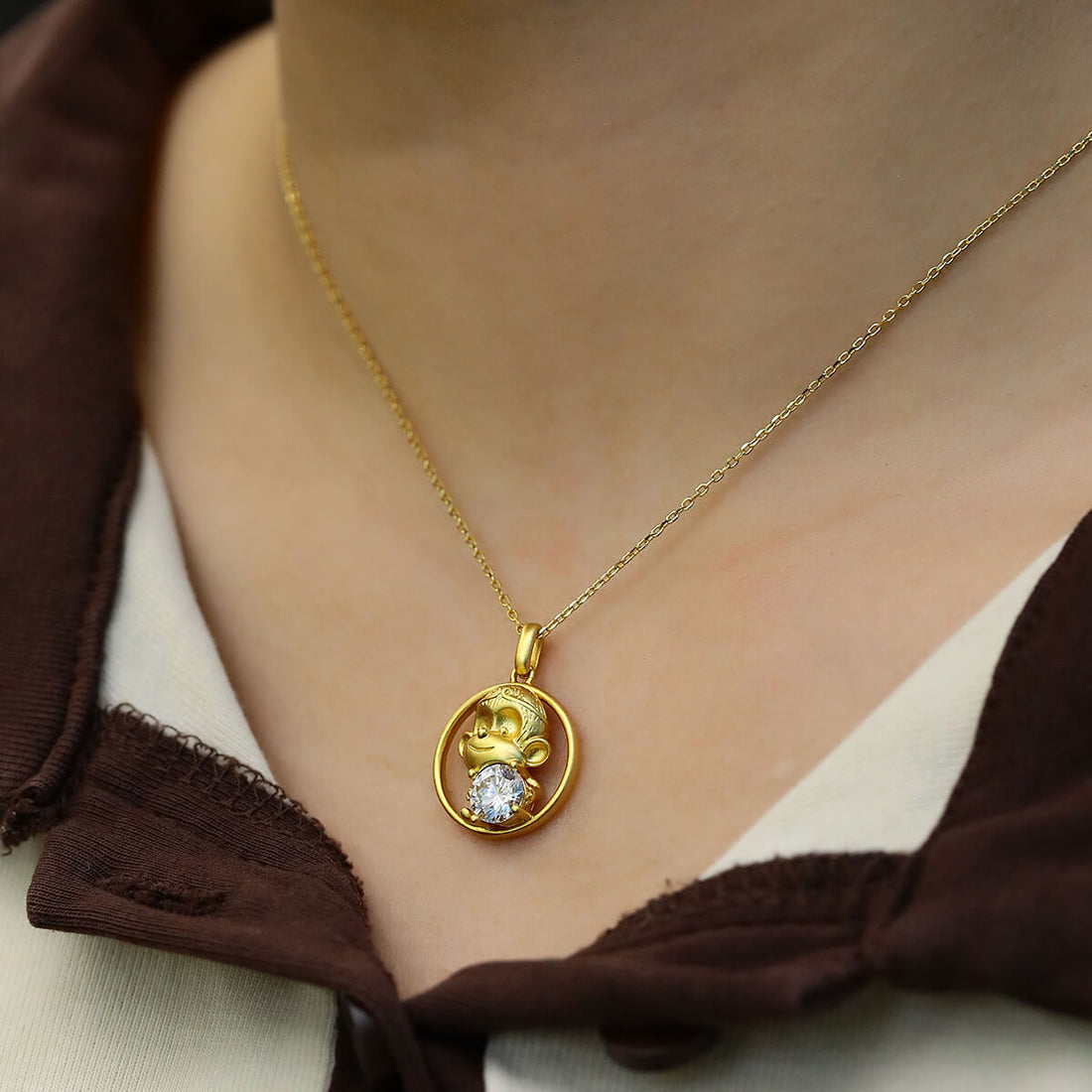 Monkey of the Chinese Zodiac Moissanite pendant necklace