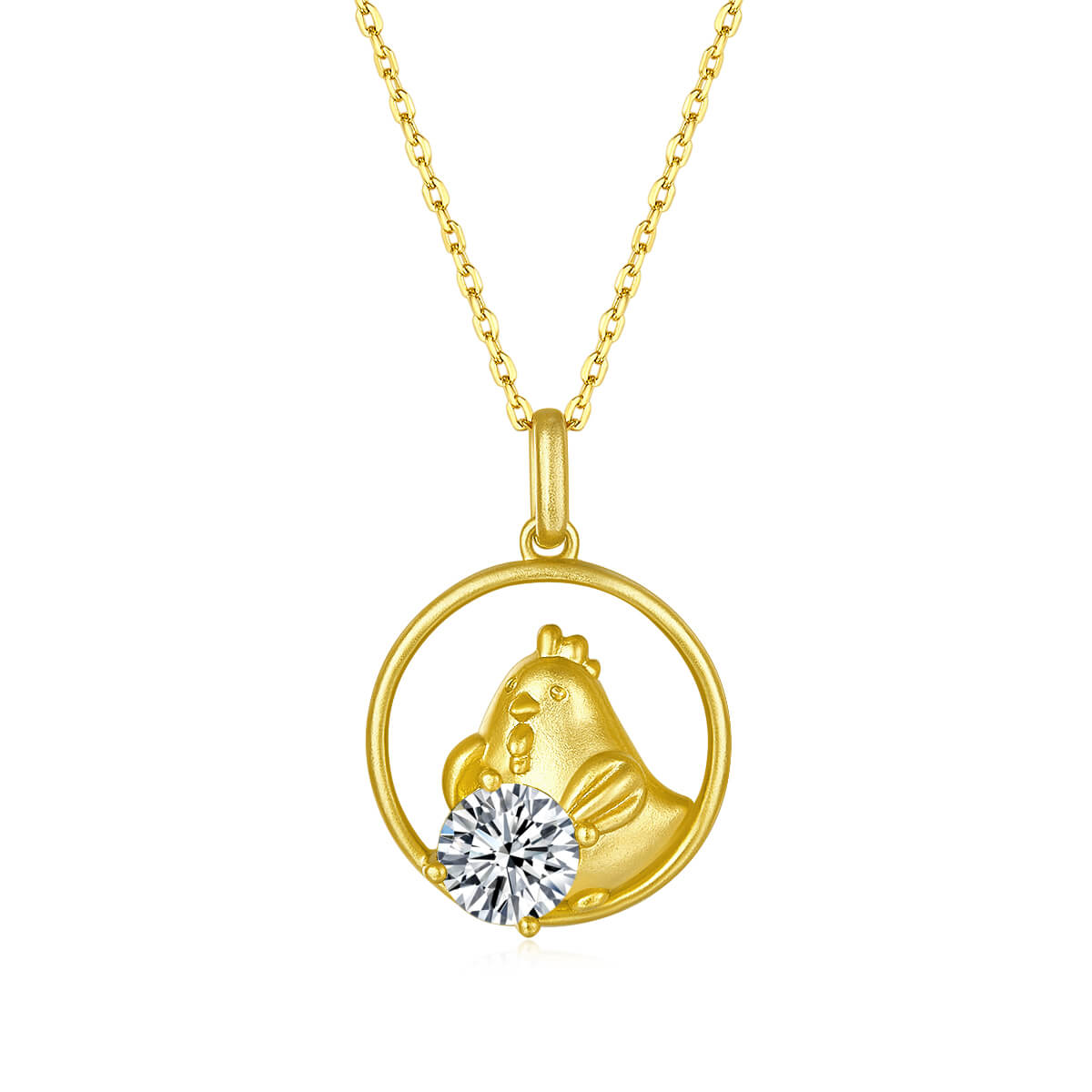 Rooster of the Chinese Zodiac Moissanite pendant necklace