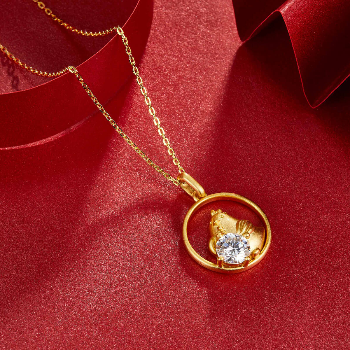 Rooster of the Chinese Zodiac Moissanite pendant necklace