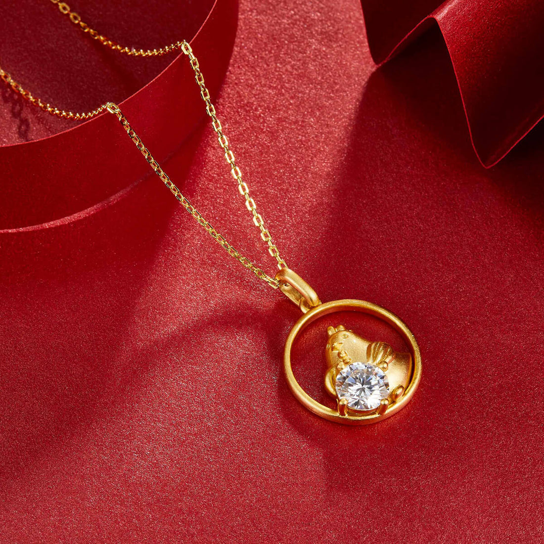 Rooster of the Chinese Zodiac Moissanite pendant necklace