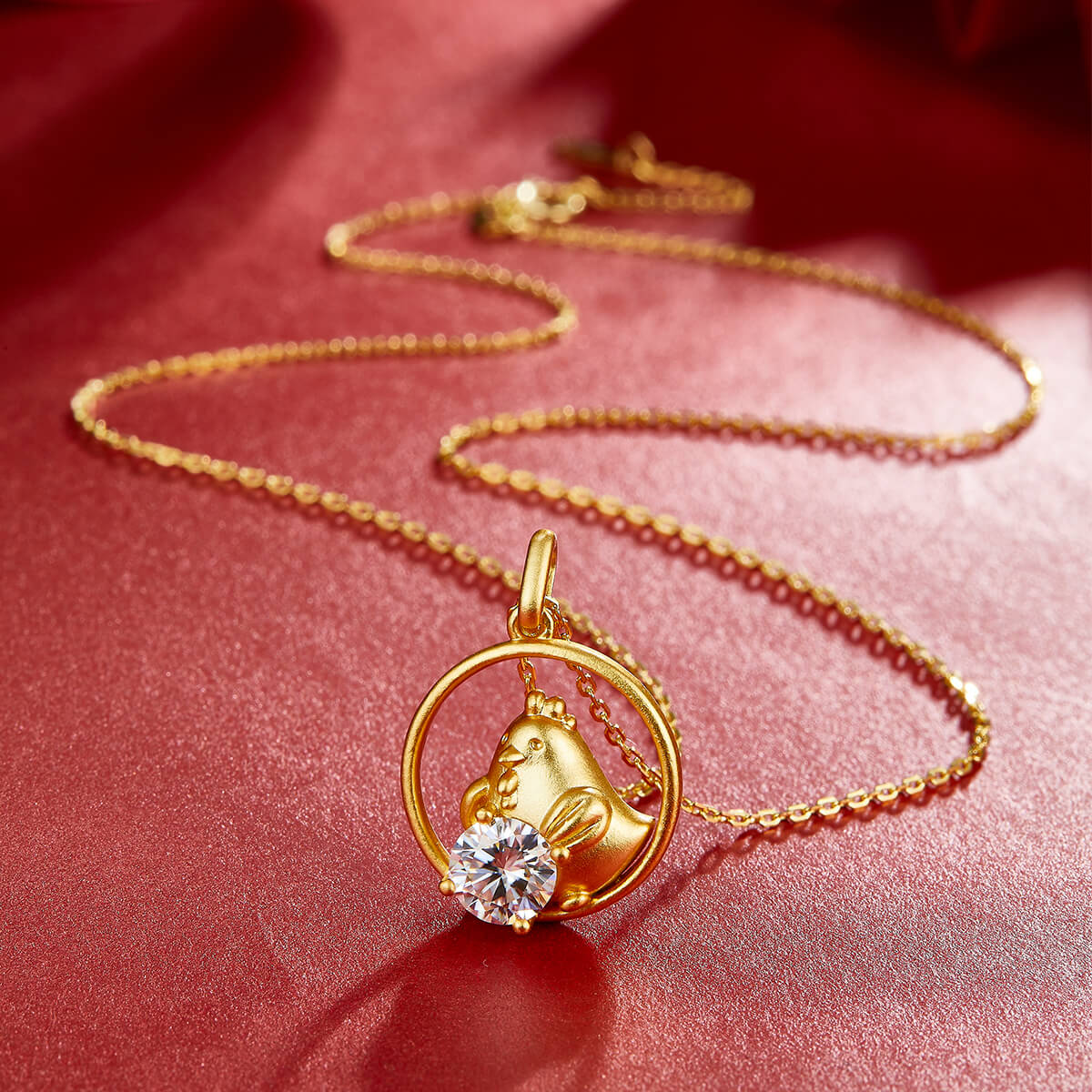 Rooster of the Chinese Zodiac Moissanite pendant necklace
