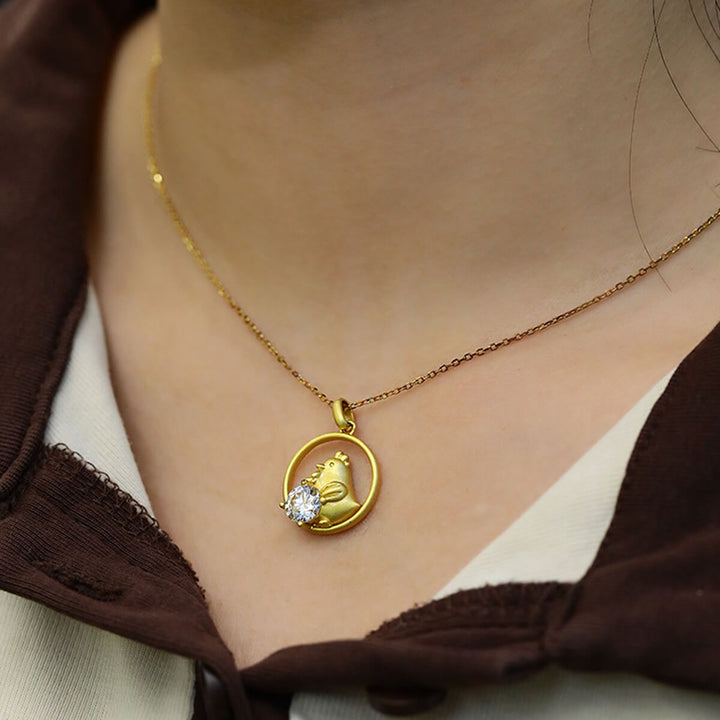 Rooster of the Chinese Zodiac Moissanite pendant necklace
