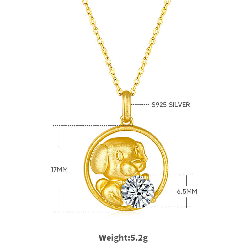 Dog of the Chinese Zodiac Moissanite pendant necklace