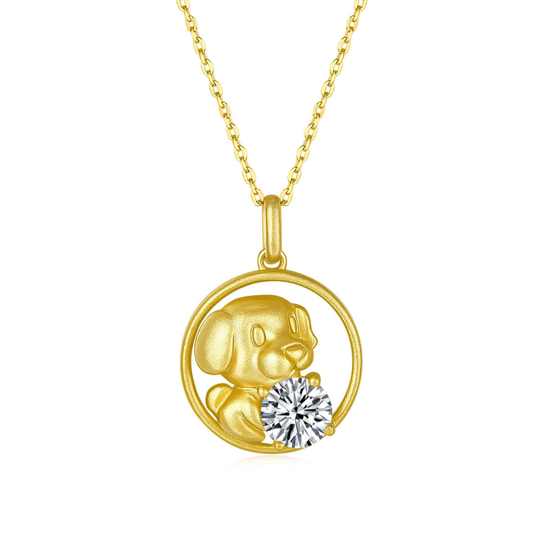 Dog of the Chinese Zodiac Moissanite pendant necklace