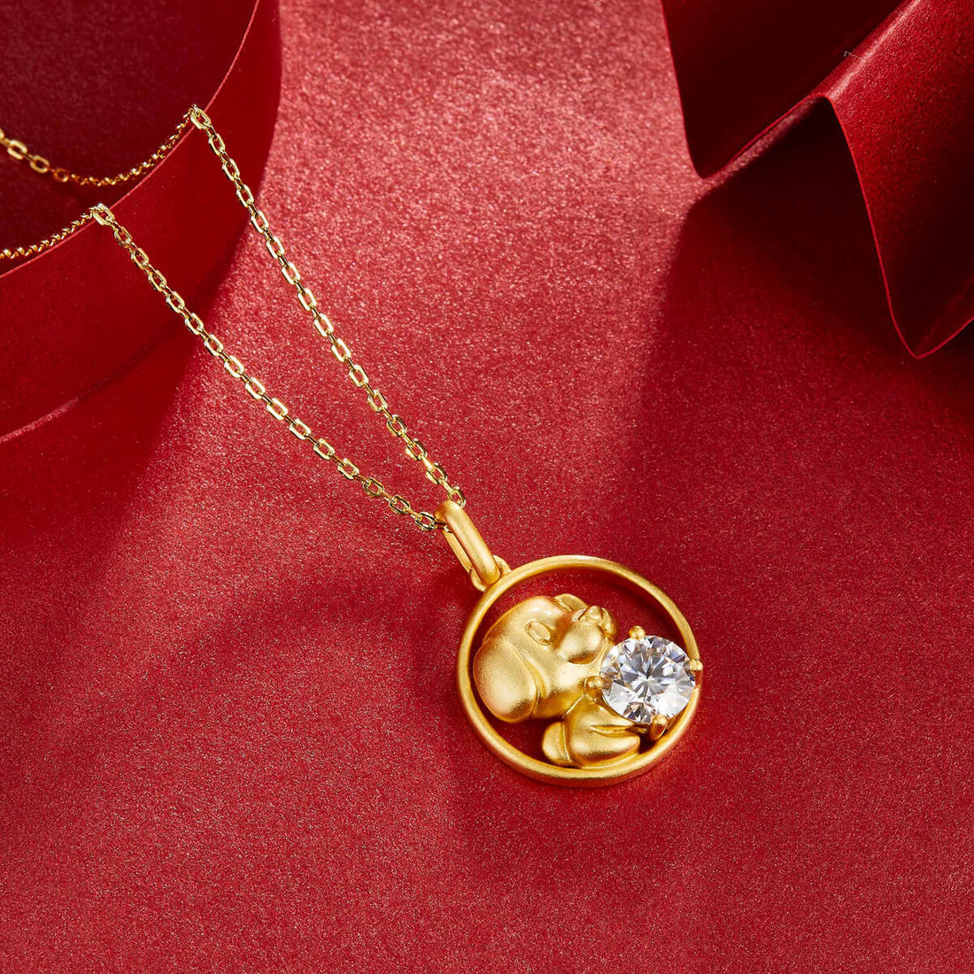 Dog of the Chinese Zodiac Moissanite pendant necklace