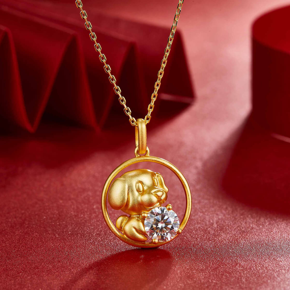 Dog of the Chinese Zodiac Moissanite pendant necklace