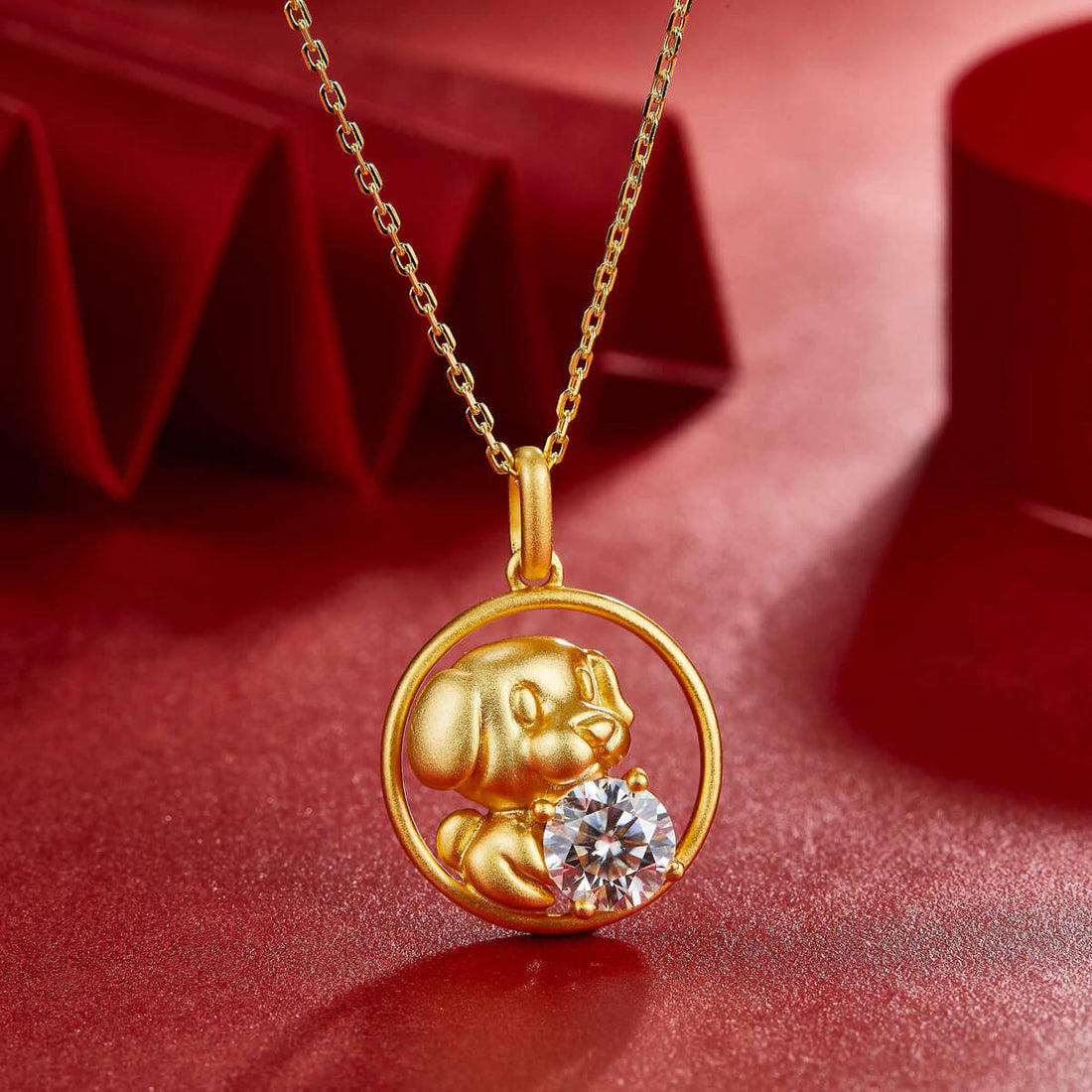 Dog of the Chinese Zodiac Moissanite pendant necklace