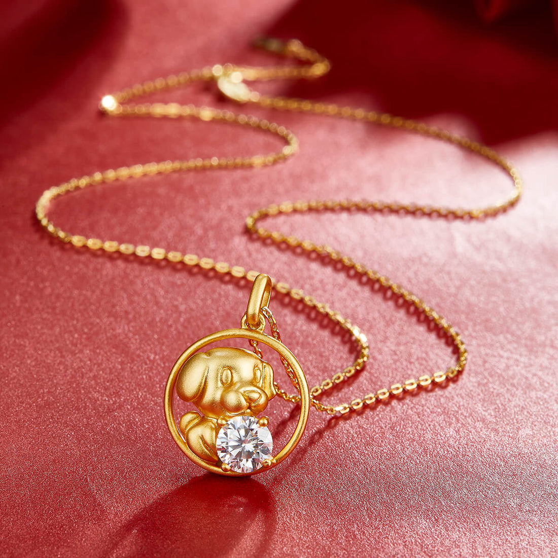 Dog of the Chinese Zodiac Moissanite pendant necklace