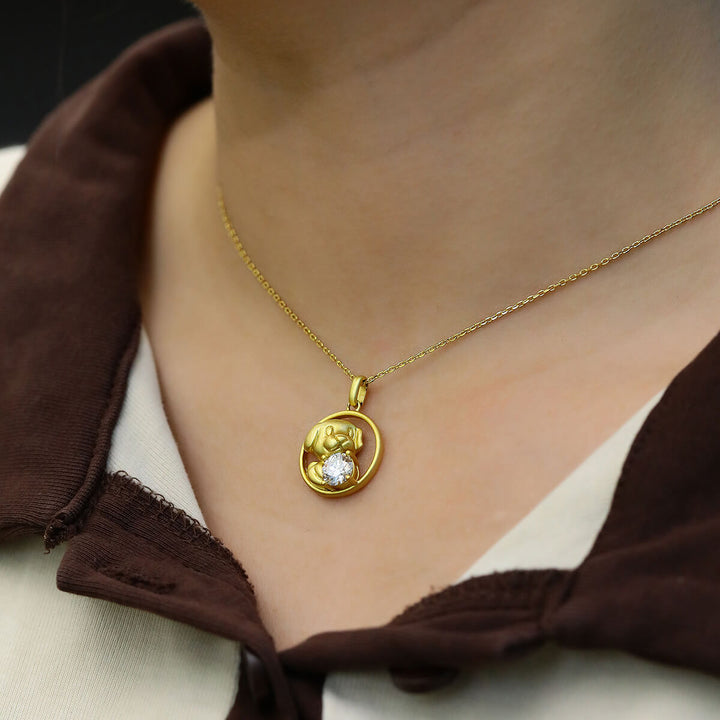 Dog of the Chinese Zodiac Moissanite pendant necklace