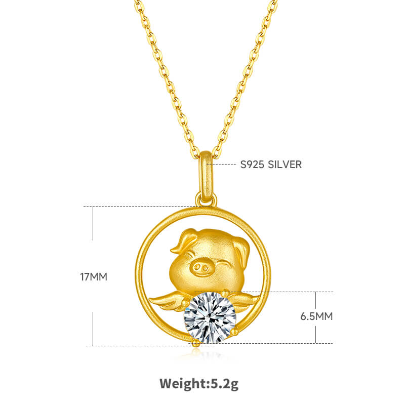 Pig of the Chinese Zodiac Moissanite pendant necklace