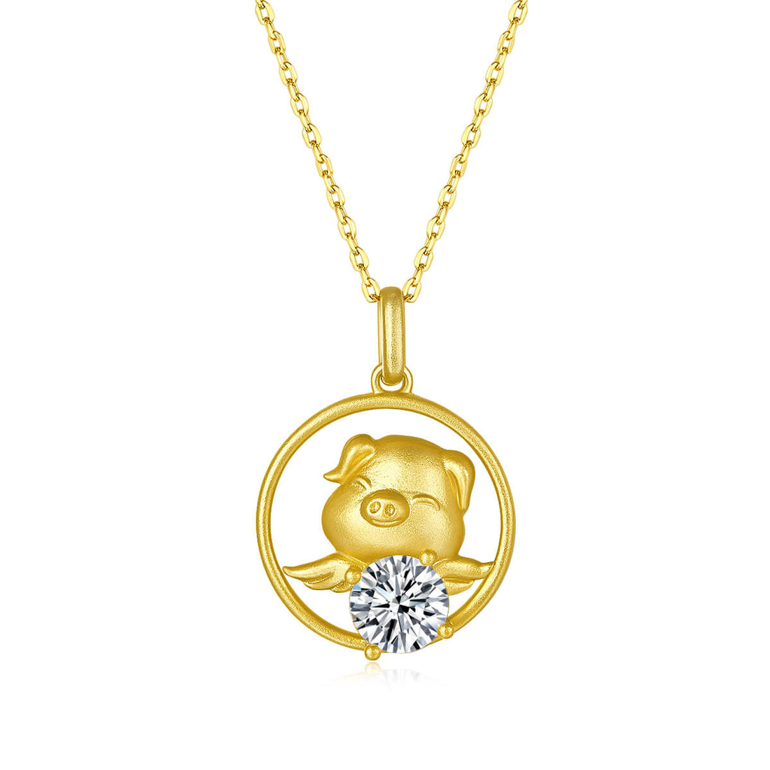 Pig of the Chinese Zodiac Moissanite pendant necklace
