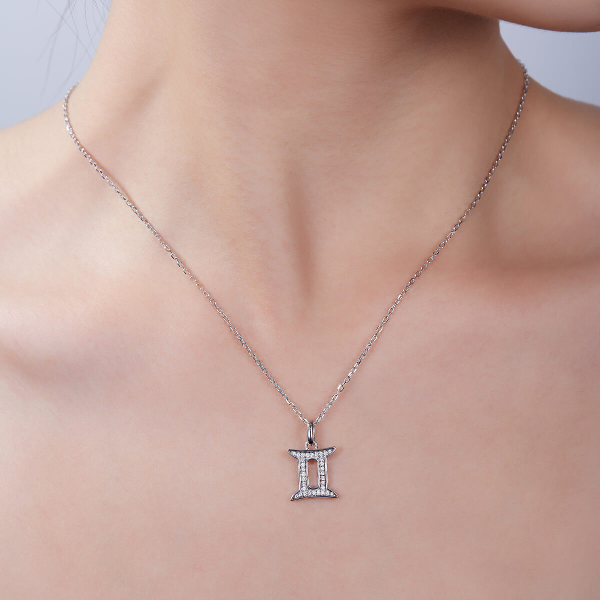 Gemini of Zodiac signs Moissanite pendant necklace