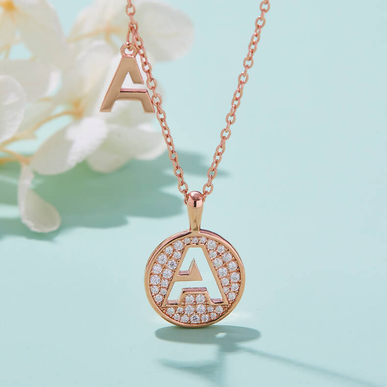 Initial alphabet A Moissanite pendant necklace